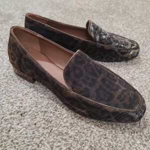 Leopard Print Women's Slip-On Loafers in Brown